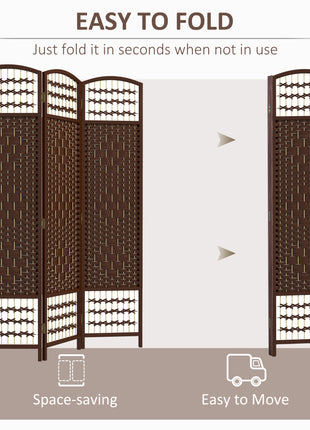 3 Panel Folding Room Divider Portable Privacy Screen Wave Fiber Room Partition for Home Office Brown