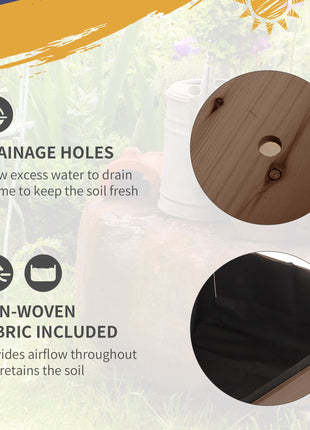 Wooden Garden Box, 34.25H with 8 Pockets and Lockable Wheels, Foldable Side Clapboard, Elevated and Self-Draining Design, to Grow Herbs, Vegetables, and Flowers, Brown
