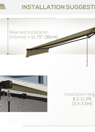16' x 10' Retractable Awning, 280gsm UV Resistant Sunshade Shelter for Deck, Balcony, Yard, Beige