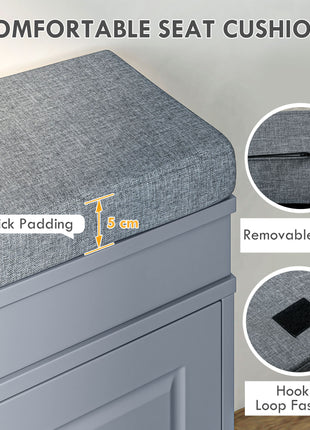 Modern Shoe Storage Bench, Entry Way Bench with Cushion, 2 Drawers, Storage Ottoman Bench, Holds 8 Pairs, Gray