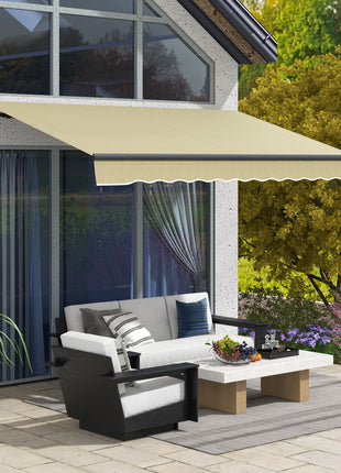 10' x 8' Retractable Awning, 280gsm UV Resistant Sunshade Shelter for Deck, Balcony, Yard, Beige