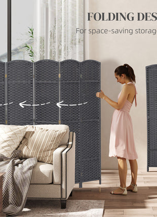 Folding Room Divider Screen 8 Panel 5.6' Tall Privacy Screen Freestanding Room Partition for Home Office, Charcoal Gray