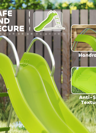5.7FT Outdoor Slide for Kids Ages 3-8, Climbing Step Ladder, Playground Equipment for Backyard, Garden, Green