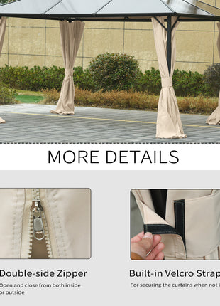 9.84' x 13.1' Gazebo Sidewall Set with Hooks/C-Rings, Beige