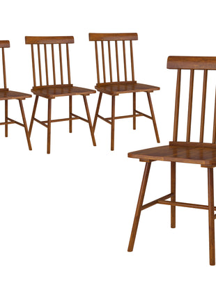 Dining Chairs Set of 4, Farmhouse Wood Kitchen Chairs with Rubber Wood Frame, Spindle Back for Dining Room, Light Brown