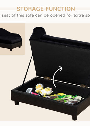 Pet Sofa Bed Couch with Storage, Pet Sofa for Cats and Small Dogs, Black