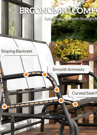 3-Person Outdoor Patio Glider Bench, Porch Glider Swing with 3 Seats, Breathable Mesh Fabric, Metal Frame, Cream White