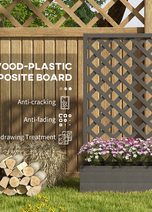 Trellis Planter Box for Climbing Plants, Raised Garden Bed w/ Trellis Lattice for Outdoor Garden, Deck, Backyard, Gray