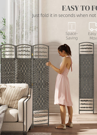 3 Panel Folding Room Divider Portable Privacy Screen Wave Fiber Room Partition for Home Office Dark Gray