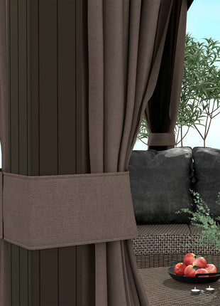 10' x 12' Hardtop Gazebo with Curtains and Netting, Gazebo Canopy with Aluminum Frame and Hooks, Coffee