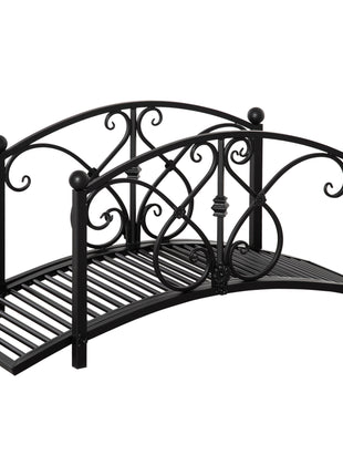 Garden Bridge 3.3FT, Decorative Classic Backyard Pond Bridge with Safety Railings Black