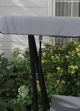 Free Standing Swing Bench, Porch Swing with Stand, Adjustable Canopy, Cushion and Pillows, Dark Gray