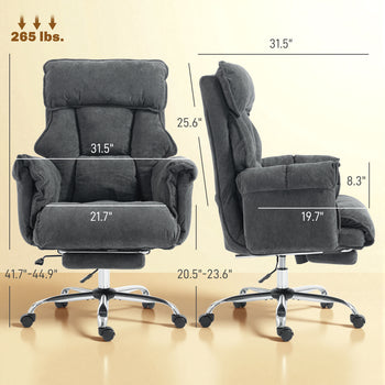 Executive Office Chair, Reclining Computer Chair with Footrest, High Back, Headrest, Adjustable Height, Dark Gray