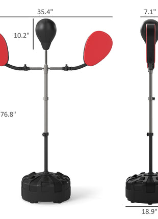 Boxing Bag with Stand, Adjustable Height Punching Speed Bag with 2 Target Arms, for Training, Exercise, Black