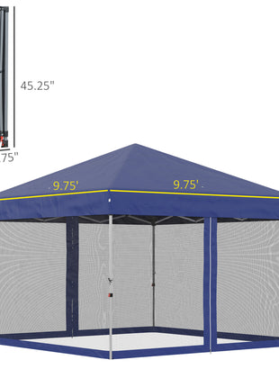 10' x 10' Pop Up Canopy Tent, Tents for Parties with Wheeled Carry Bag, Screen House Room, Height Adjustable Portable Gazebo, for Outdoor, Garden, Patio, Blue