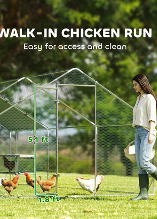 Large Metal Chicken Coop with Waterproof Cover, Roosting Bar, Nesting Box, 9.8' x 19.7' x 6.4'