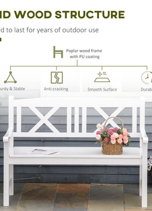2-Seater Wooden Garden Bench, 4FT Outdoor Patio Loveseat with Unique X-Shape Back for Yard, Lawn, Porch, White