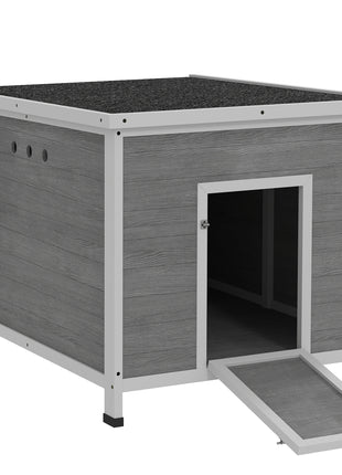 Wooden Duck Coop with Openable Roof, Removable Floor, Double Doors, Ramp, for 3-6 Ducks, Chickens, 30" x 38" x 30"