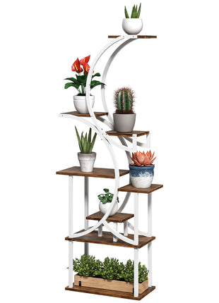 Plant Stand Indoor, 8 Tier 62" S-Shaped Plant Shelf, Corner Plant Rack for Multiple Plants, Carbonised Finish