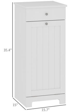 Laundry Hamper Cabinet, Laundry Cabinet with Tilt Out Laundry Basket and Drawer, White
