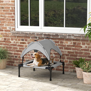 Elevated Dog Bed with Canopy, Raised Outdoor Pet Bed for Camping with Washable Breathable Mesh, 30" x 24" x 27"