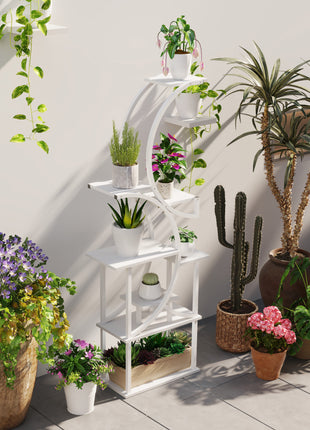 Plant Stand Indoor, 8 Tier 62" S-Shaped Plant Shelf, Corner Plant Rack for Multiple Plants, White