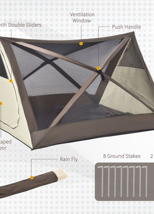 2-3 People Pop Up Camping Tent Waterproof Automatic Instant Tent Portable Cabana Beach Tent with Rainfly, Carry Bag, Windows and Doors, Outdoor Camping Hiking Indoor