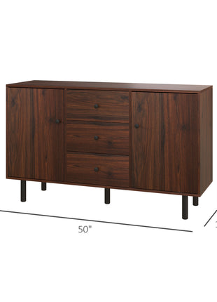 Retro Sideboard with 2 Cabinets 3 Drawers, Buffet Table, Rustic Brown