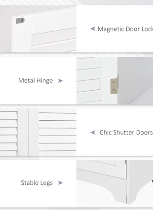 Tall Narrow Bathroom Storage Cabinet with Doors and Shelf Adjustability, Freestanding Linen Cabinet with 2 Cabinets and Countertop, White