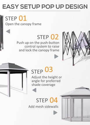 11' x 13' Pop Up Gazebo Canopy Tent with Zippered Mesh Sidewalls and Carrying Bag, Event Tent Shelter for Patio Garden Backyard, Gray