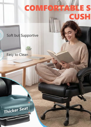 High Back Vibration Massage Office Chair Heated Reclining Computer Chair w/ Footrest, Swivel Wheels, Remote, Black