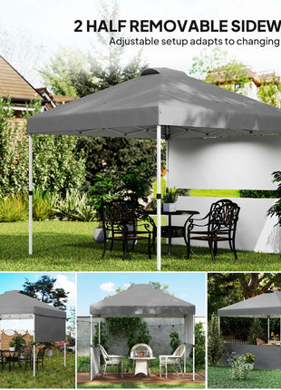 10' x 10' Pop Up Canopy Tent with 2 Half Sidewalls, UV50+ Instant Sun Shelter with Wheeled Carry Bag, Dark Gray
