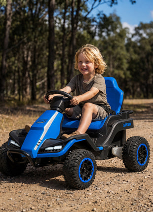 24V Kids Electric Ride On Car with Dual Motors, Remote Control, 4-Wheel Suspension, Soft Start for 3-6 Years, Blue