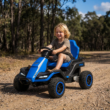 24V Kids Electric Ride On Car with Dual Motors, Remote Control, 4-Wheel Suspension, Soft Start for 3-6 Years, Blue