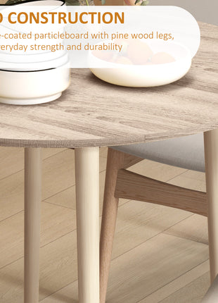 Folding Dining Table, Round Drop Leaf Kitchen Table for Small Spaces with Wood Legs, Oak Color