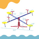 Kids Seesaw Swivel Teeter Totter with 360° Spinning, 4 Seater Seesaw Outdoor Playground Equipment for Backyard, Boys and Girls Aged 3-8 Years Old