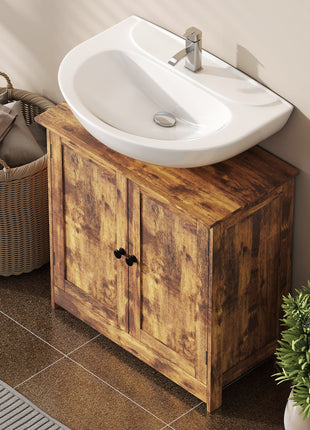 Bathroom Vanity Cabinet, Under Sink Bathroom Cabinet with 2 Doors and Adjustable Shelf, Rustic Brown
