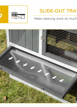 Wooden Rabbit Hutch with Run, Tray, Ramp for 1-3 Rabbits, Guinea Pigs, White