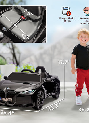 12V Electric Car for Kids with 2.4G Remote Control, Suspension, Black