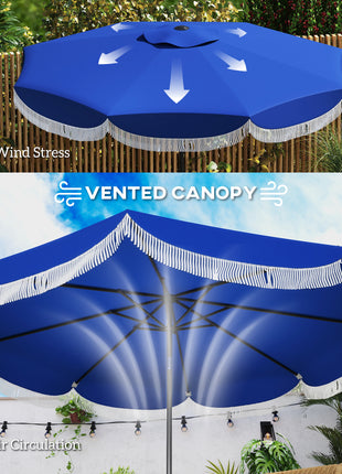 9FT Patio Umbrella, UPF 30+ Outdoor Market Umbrella with Crank, 8 Ribs, Push Button Tilt, Vented for Patio Deck Backyard Lawn, Navy Blue