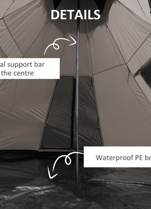 12Ft Camping Tent 6-7 Person 4 Season with 8 Mesh Windows, Outdoor Teepee Tent with Waterproof Material