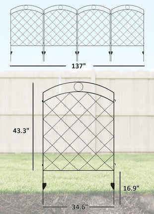 4 Pack Garden Fencing for Yard, Decorative Fence Panels as Flower Edging, Circle