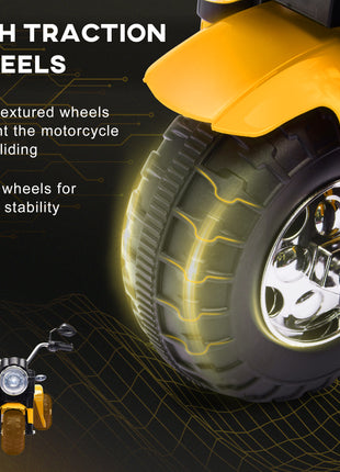 Electric Motorcycle for Kids, 6V Battery Powered Ride-On Dirt Bike 3-Wheels Motorbike with Horn Headlights Realistic Sounds Speed for 18 - 36 Months Yellow