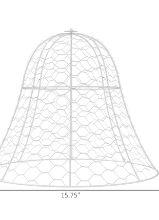 6 Pack Garden Cloches for Plants, 16" x 13" Metal Crop Cage, Plant Cages to Keep Animals Out, White