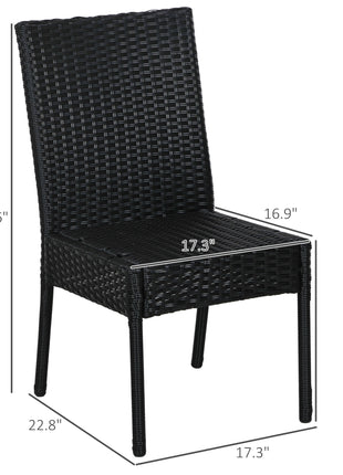 4 PE Rattan Outdoor Dining Chairs with Cushions, Patio Wicker Dining Chairs with Backrest, Black