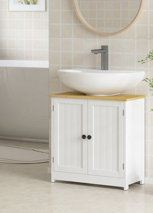 Bathroom Vanities Under Sink Storage Cabinet Cupboard with 2 Doors, 23.5" x 11.75" x 24", White