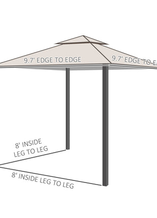10' x 10' Outdoor Patio Gazebo Canopy Tent with Mesh Sidewalls, 2-Tier Canopy for Backyard, Beige