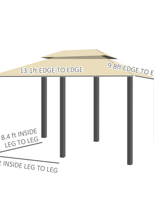 10' x 13' Patio Gazebo, Outdoor Gazebo Canopy Shelter with Curtains, Vented Roof, Steel Frame for Garden, Lawn, Backyard and Deck, Cream White