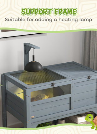 Tortoise Habitat with Shelf Storage Tortoise Gift Accessory with Weather Protection for Indoor, Gray