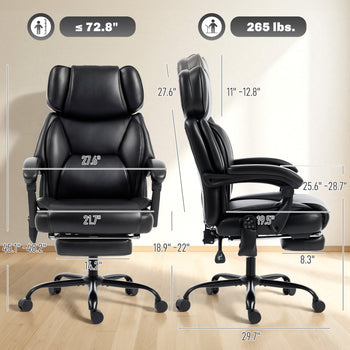 High Back Vibration Massage Office Chair Heated Reclining Computer Chair w/ Footrest, Swivel Wheels, Remote, Black